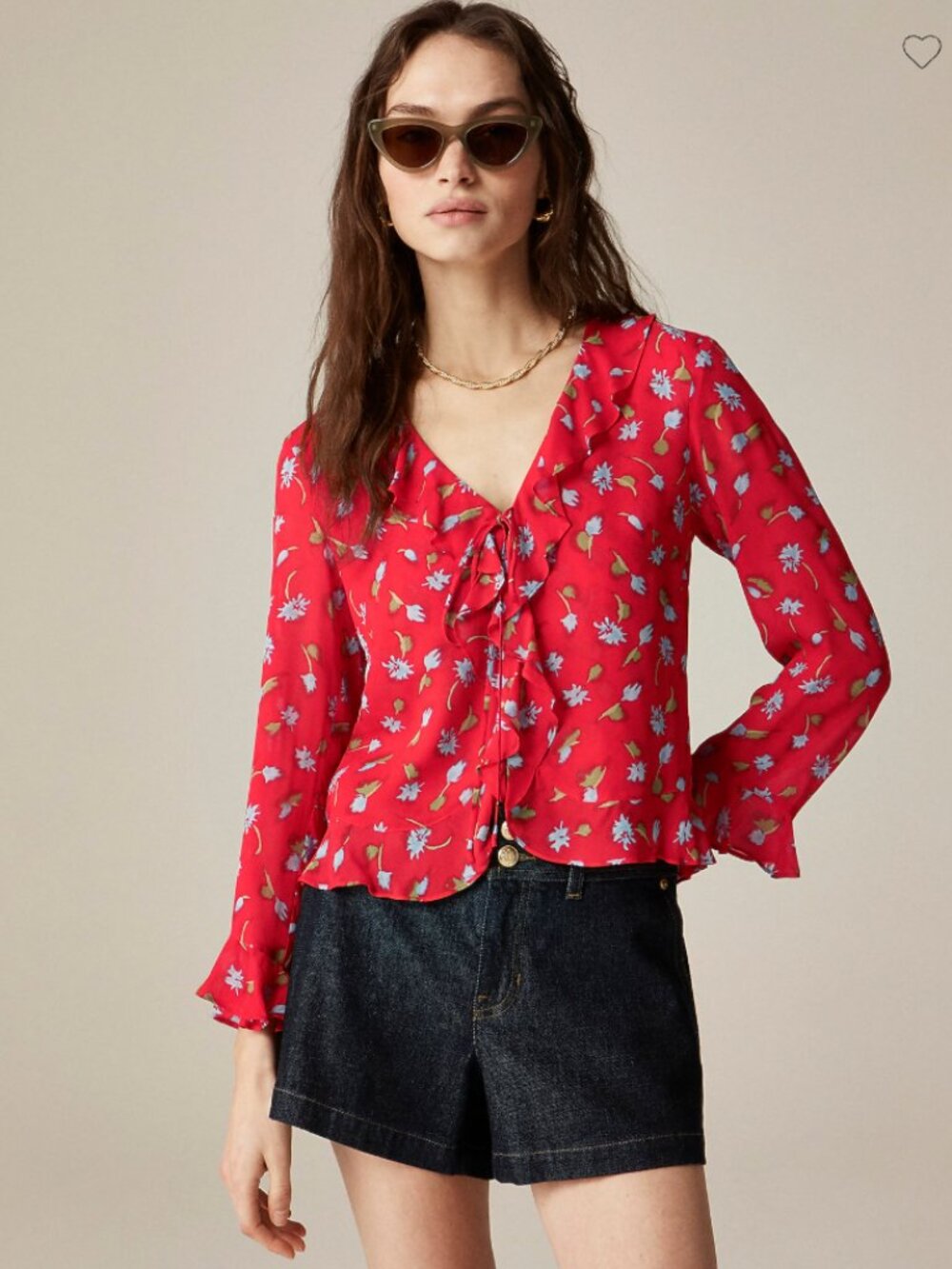 NWT J Crew Ruffle Tie Front Top in Chiffon Size 8